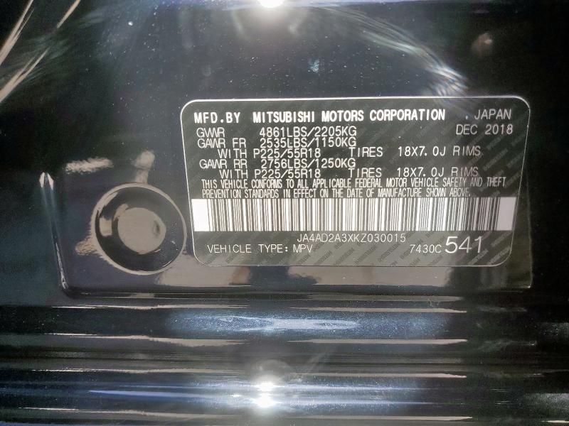 JA4AD2A3XKZ030015 - 2019 MITSUBISHI OUTLANDER ES BLACK photo 13