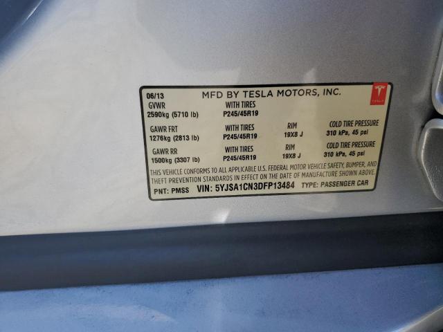 5YJSA1CN3DFP13484 - 2013 TESLA MODEL S SILVER photo 12