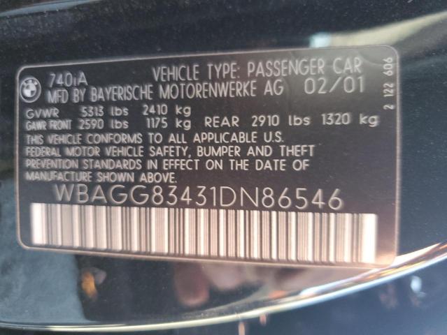 WBAGG83431DN86546 - 2001 BMW 740 I AUTOMATIC Қара фото 12