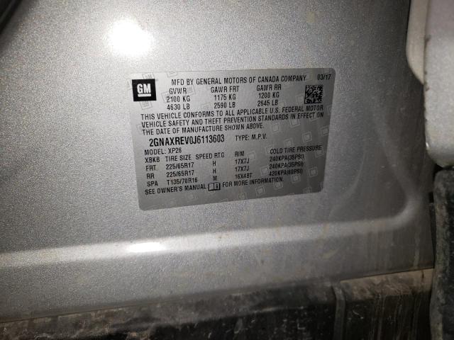 2GNAXREV0J6113603 - 2018 CHEVROLET EQUINOX LS SILVER photo 13