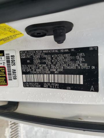 5TDYK3DC1CS279589 - 2012 TOYOTA SIENNA XLE 白色 照片 13