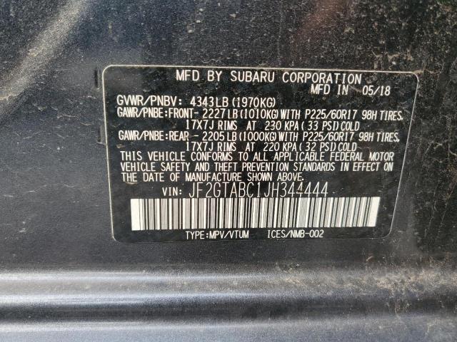 JF2GTABC1JH344444 - 2018 SUBARU CROSSTREK PREMIUM Gri fotoğraf 12