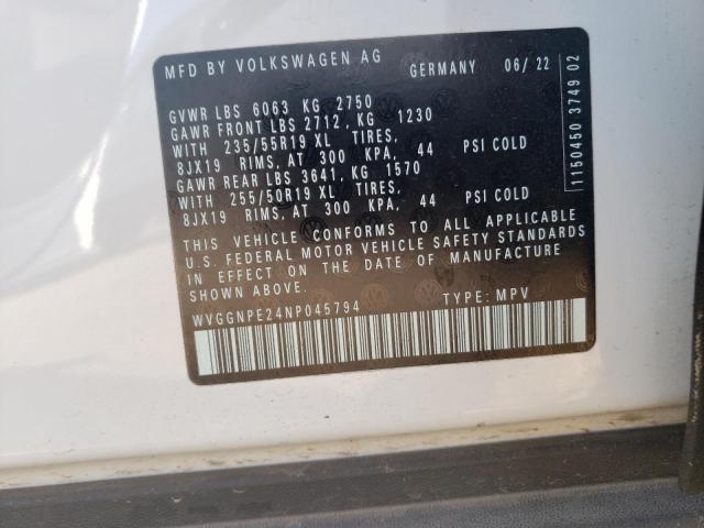 WVGGNPE24NP045794 - 2022 VOLKSWAGEN ID.4 PRO S თეთრი ფოტო 13