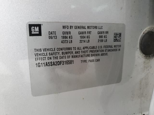 1G11A5SA2DF316581 - 2013 CHEVROLET MALIBU LS SILVER photo 12