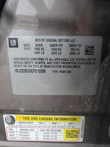 1G1ZC5E03CF215306 - 2012 CHEVROLET MALIBU 1LT TAN photo 12