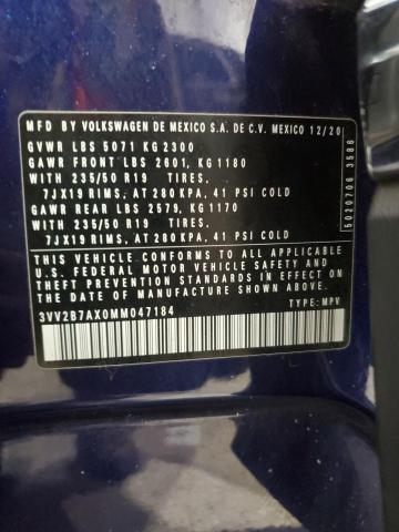 3VV2B7AX0MM047184 - 2021 VOLKSWAGEN TIGUAN SE Mavi fotoğraf 13