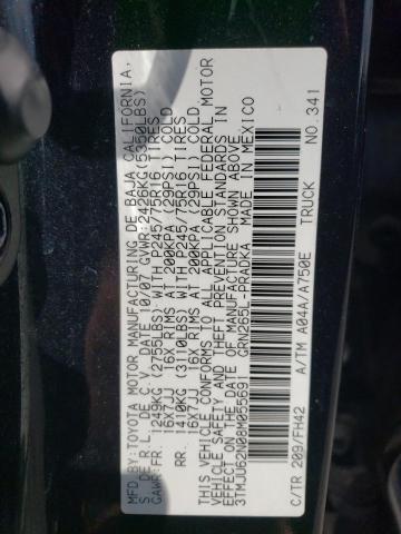 3TMJU62N08M055691 - 2008 TOYOTA TACOMA DOUBLE CAB PRERUNNER BLACK photo 13