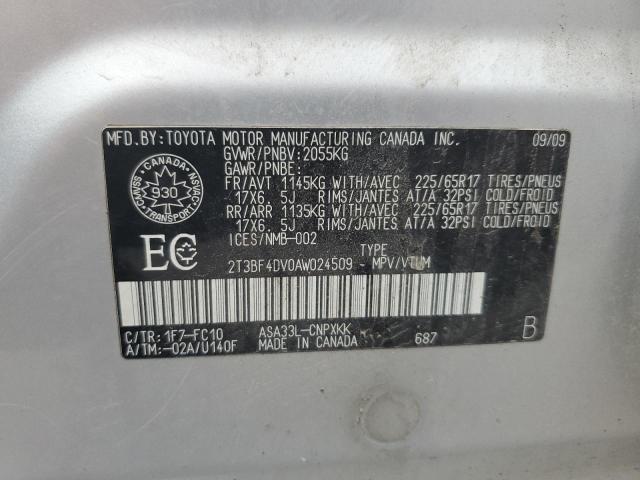 2T3BF4DV0AW024509 - 2010 TOYOTA RAV4 银色 照片 14