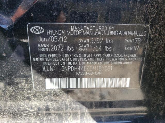 5NPDH4AE9DH187081 - 2013 HYUNDAI ELANTRA GLS BLACK photo 12