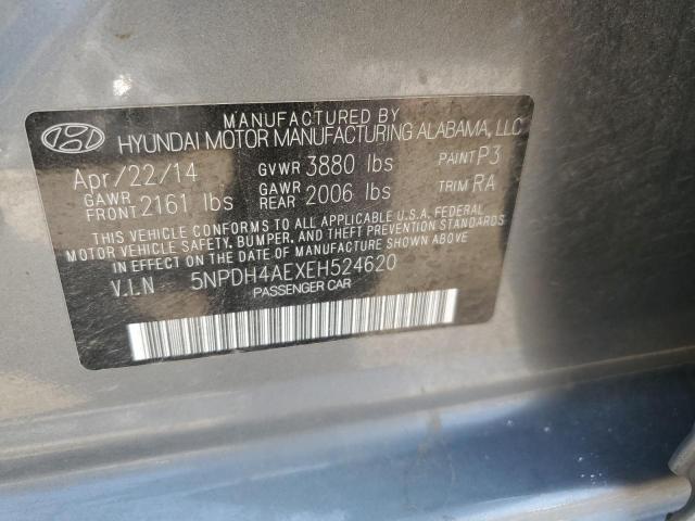 5NPDH4AEXEH524620 - 2014 HYUNDAI ELANTRA SE GRAY photo 12