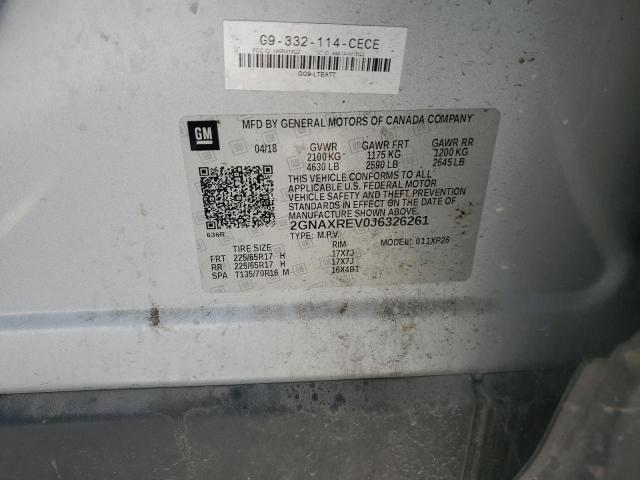 2GNAXREV0J6326261 - 2018 CHEVROLET EQUINOX LS SILVER photo 13