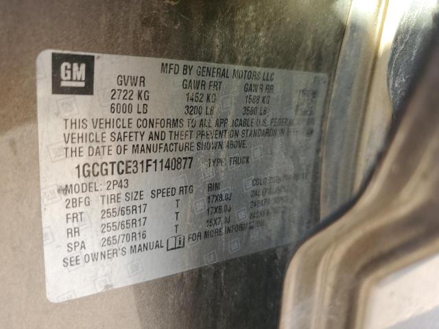 1GCGTCE31F1140877 - 2015 CHEVROLET COLORADO Z71 BROWN photo 12