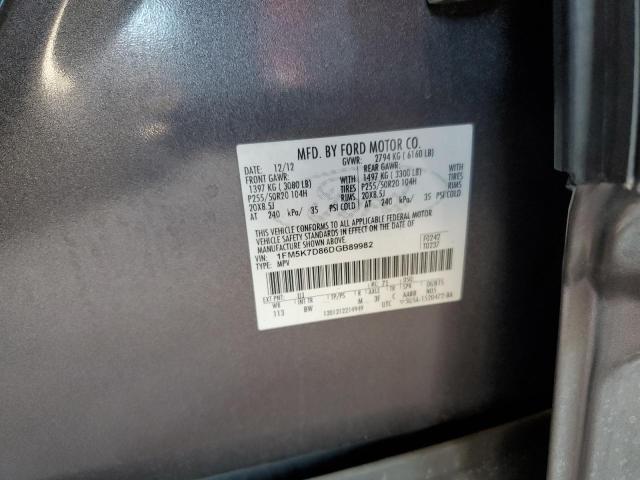 1FM5K7D86DGB89982 - 2013 FORD EXPLORER XLT GRAY photo 14