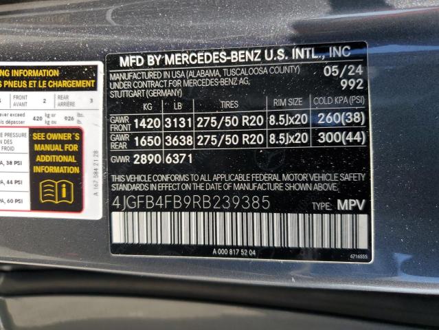 4JGFB4FB9RB239385 - 2024 MERCEDES-BENZ GLE 350 4MATIC GRAY photo 14