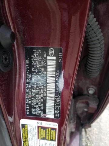 4T1BK36B17U217696 - 2007 TOYOTA AVALON XL BURGUNDY photo 12