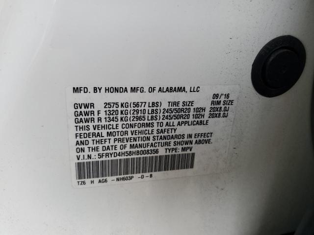5FRYD4H58HB008356 - 2017 ACURA MDX TECHNOLOGY WHITE photo 13