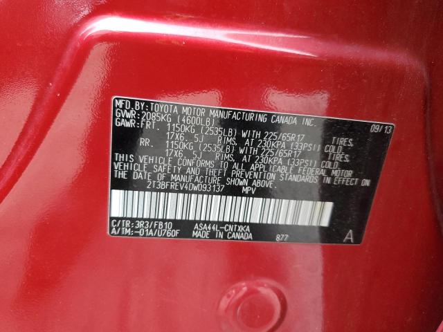 2T3BFREV4DW093137 - 2013 TOYOTA RAV4 LE RED photo 14