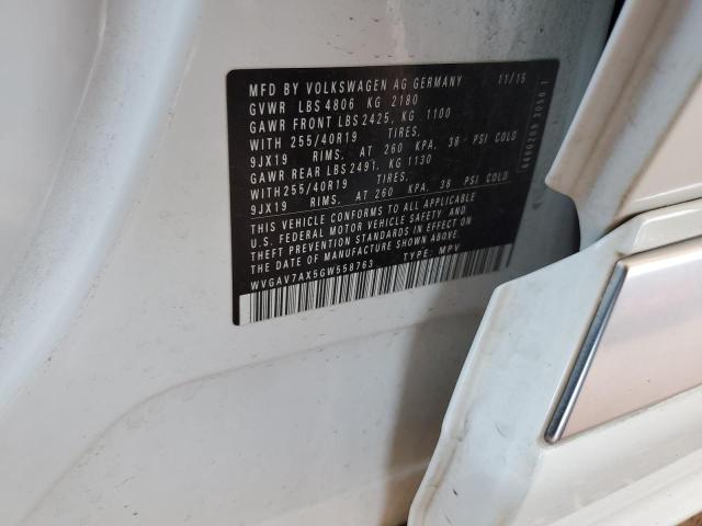 WVGAV7AX5GW558763 - 2016 VOLKSWAGEN TIGUAN S WHITE photo 13