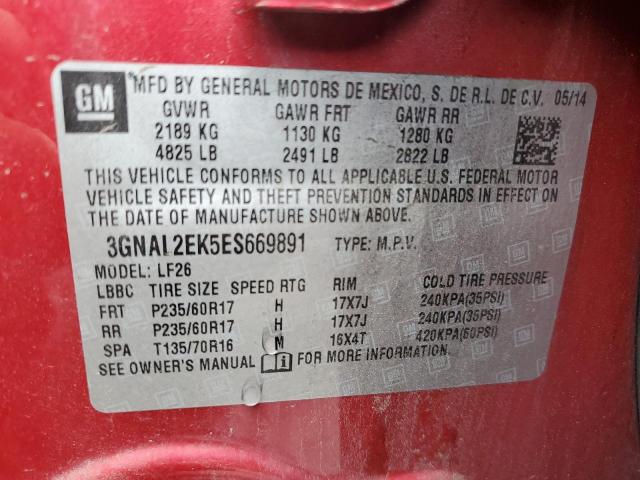 3GNAL2EK5ES669891 - 2014 CHEVROLET CAPTIVA LS 红色 照片 12