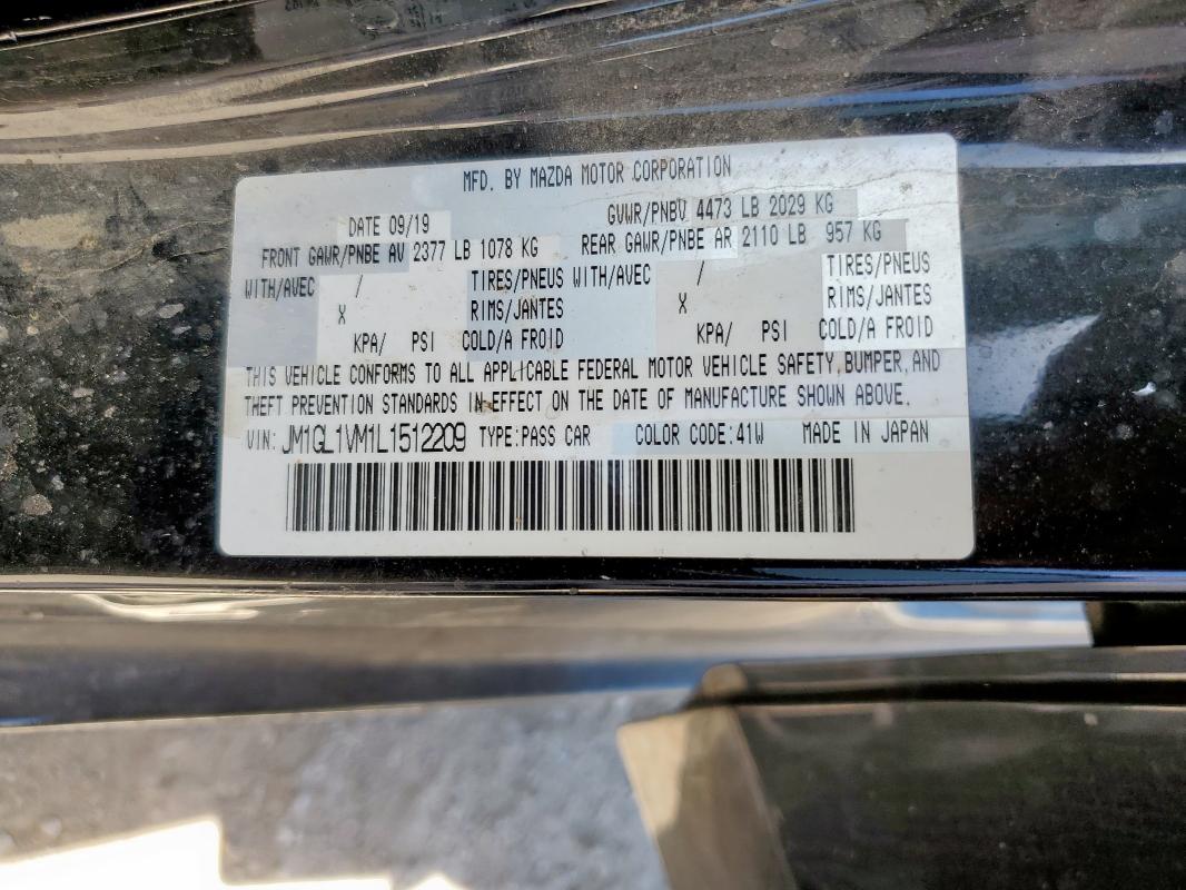 JM1GL1VM1L1512209 - 2020 MAZDA 6 TOURING BLACK photo 13