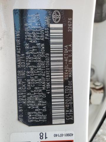 4T1BK1EBXEU106079 - 2014 TOYOTA AVALON BASE WHITE photo 13