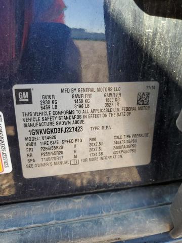 1GNKVGKD3FJ227423 - 2015 CHEVROLET TRAVERSE LT BLUE photo 13