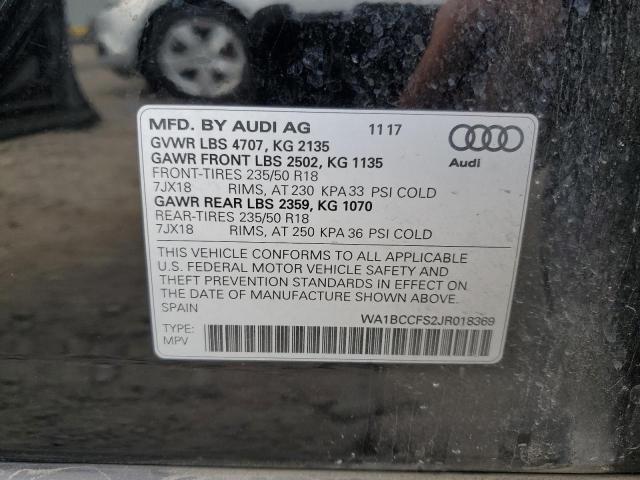 WA1BCCFS2JR018369 - 2018 AUDI Q3 PREMIUM BLACK photo 12