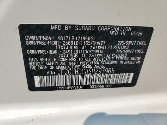 JF2GUHDC8SH293965 - 2025 SUBARU CROSSTREK PREMIUM WHITE photo 13