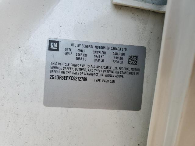 2G4GR5ERXC9212709 - 2012 BUICK REGAL WHITE photo 13