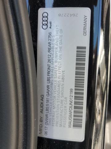 WAUG8AFC8JN012199 - 2018 AUDI A6 PREMIUM PLUS შავი ფოტო 12