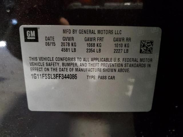 1G11F5SL3FF344086 - 2015 CHEVROLET MALIBU LTZ ნაცრისფერი ფოტო 12