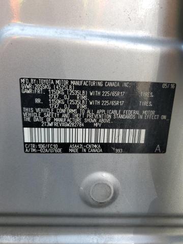 2T3WFREVXGW282784 - 2016 TOYOTA RAV4 XLE SILVER photo 14