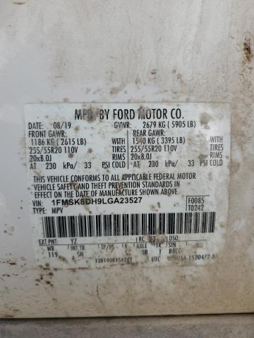 1FMSK8DH9LGA23527 - 2020 FORD EXPLORER XLT WHITE photo 13