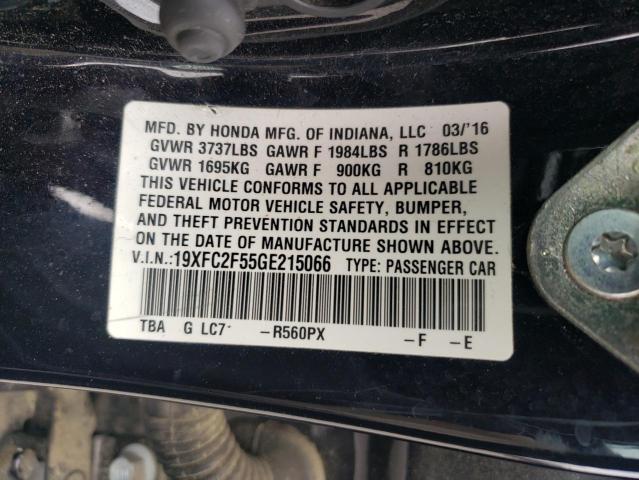19XFC2F55GE215066 - 2016 HONDA CIVIC LX BLACK photo 12