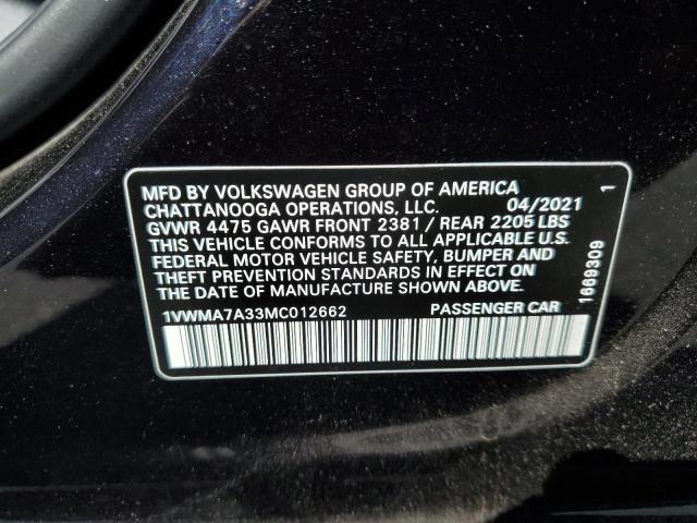 1VWMA7A33MC012662 - 2021 VOLKSWAGEN PASSAT R-LINE Qara foto 12
