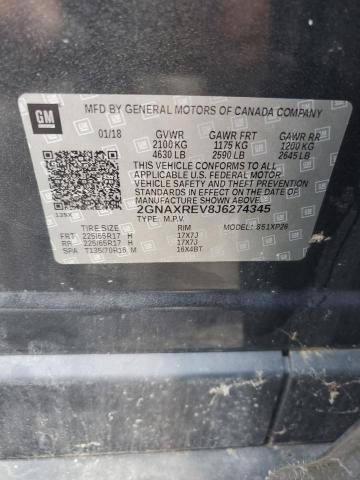 2GNAXREV8J6274345 - 2018 CHEVROLET EQUINOX LS رمادي صورة 13