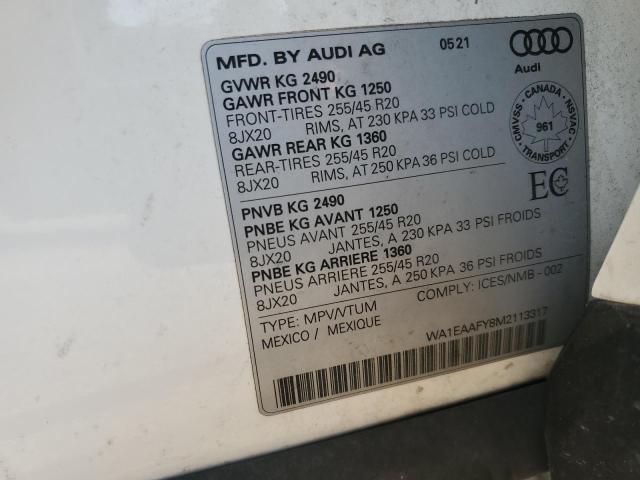 WA1EAAFY8M2113317 - 2021 AUDI Q5 PROGRESSIV WHITE photo 14