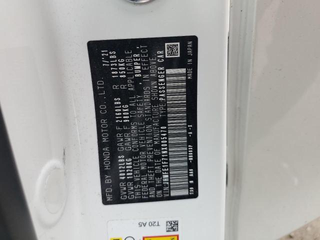 JHMFE1F71NX005470 - 2022 HONDA CIVIC EX WHITE photo 12