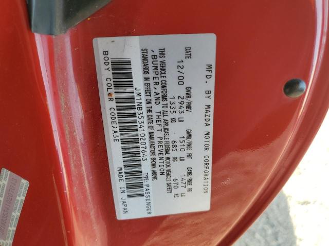 JM1NB353410207643 - 2001 MAZDA MX-5 MIATA BASE RED photo 12