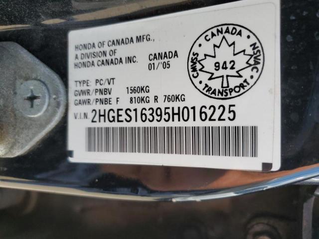 2HGES16395H016225 - 2005 HONDA CIVIC DX VP Qara foto 12