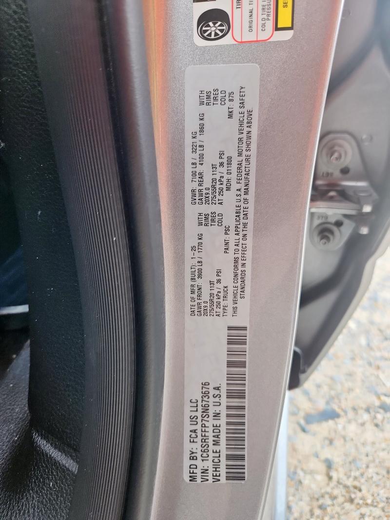 1C6SRFFP7SN673676 - 2025 RAM 1500 BIG HORN/LONE STAR SILVER photo 12