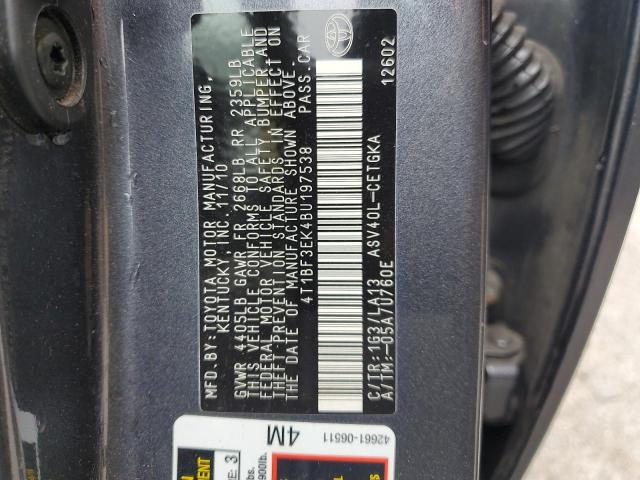 4T1BF3EK4BU197538 - 2011 TOYOTA CAMRY BASE GRAY photo 12
