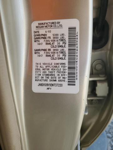 JN8DR09Y92W737220 - 2002 NISSAN PATHFINDER LE GOLD photo 13