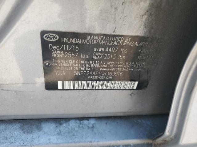 5NPE24AF1GH363916 - 2016 HYUNDAI SONATA SE SILVER photo 12