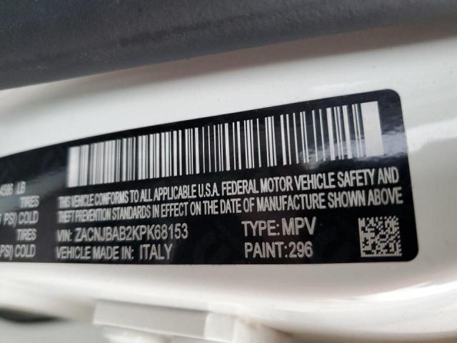 ZACNJBAB2KPK68153 - 2019 JEEP RENEGADE SPORT Սպիտակ լուսանկար 10