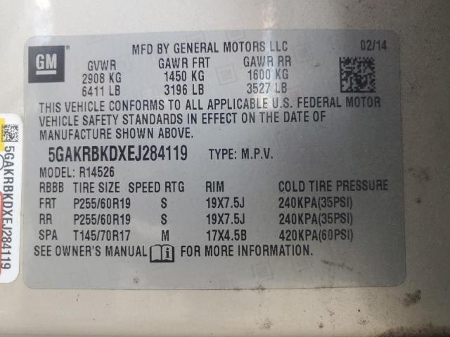 5GAKRBKDXEJ284119 - 2014 BUICK ENCLAVE TAN photo 13