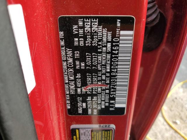 5XYZU3LB4DG014610 - 2013 HYUNDAI SANTA FE S MAROON photo 13