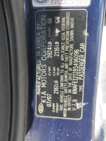 KNAFE121285496096 - 2008 KIA SPECTRA EX BLUE photo 12