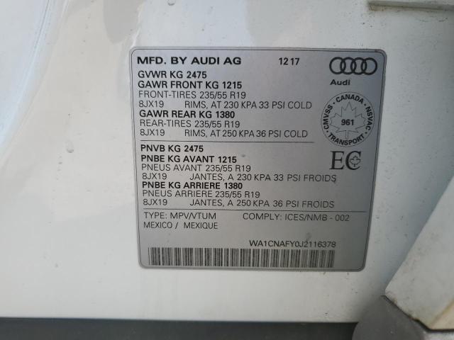 WA1CNAFY0J2116378 - 2018 AUDI Q5 PRESTIGE WHITE photo 14