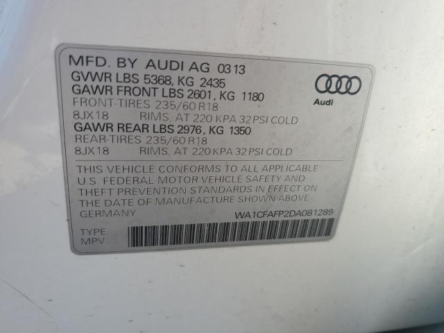 WA1CFAFP2DA081289 - 2013 AUDI Q5 PREMIUM 白色 照片 13